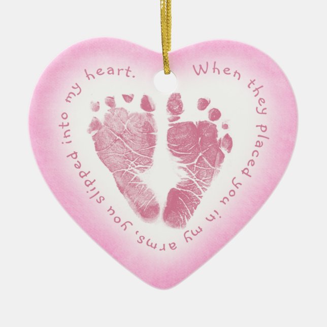 Baby Girl Pink Footprint Photo Ornament (Front)