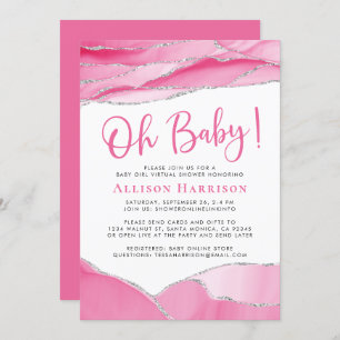 Baby Girl Pink Geode Virtual Shower Invitation