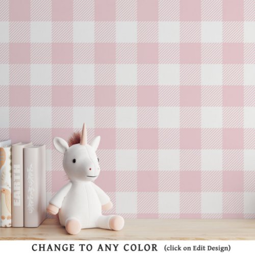 Baby Girl Pink Gingham Pattern Nursery Wallpaper Wallpaper