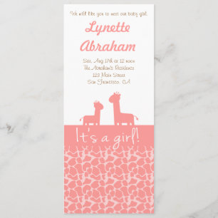 Baby Girl - Pink giraffe silhouettes & prints Invitation