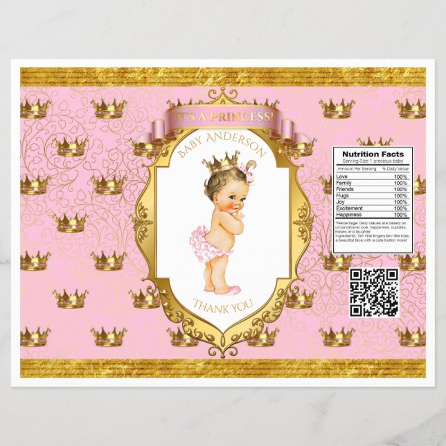 Baby Girl Pink Gold Chip Bag Wrappers (Front)