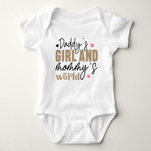 Baby Girl Pink Gold Daddys Girl Mommys World Baby Bodysuit