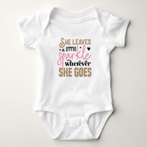 Baby Girl Pink Gold Leaves Sparkle Baby Bodysuit