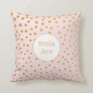 Baby Girl pink gold nursery decor, shower gift Throw Pillow