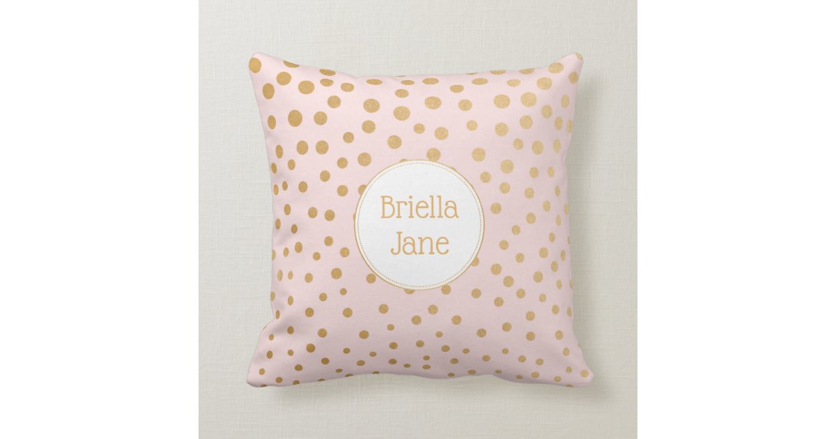 Baby Girl Pink Gold Nursery Decor Shower Gift Throw Pillow