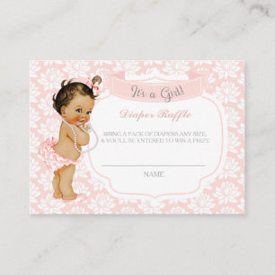 Baby Girl Pink Gray Diaper Raffle Ticket Enclosure Card