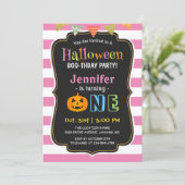 Baby Girl Pink Halloween First Birthday Party Invitation (Standing Front)