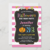 Baby Girl Pink Halloween First Birthday Party Invitation (Front)