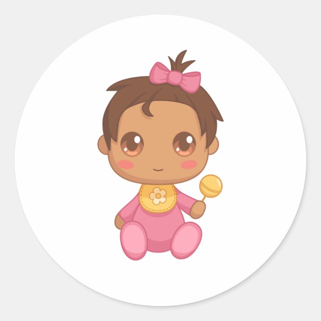 Baby Girl Pink Jumpsuit Classic Round Sticker (Front)
