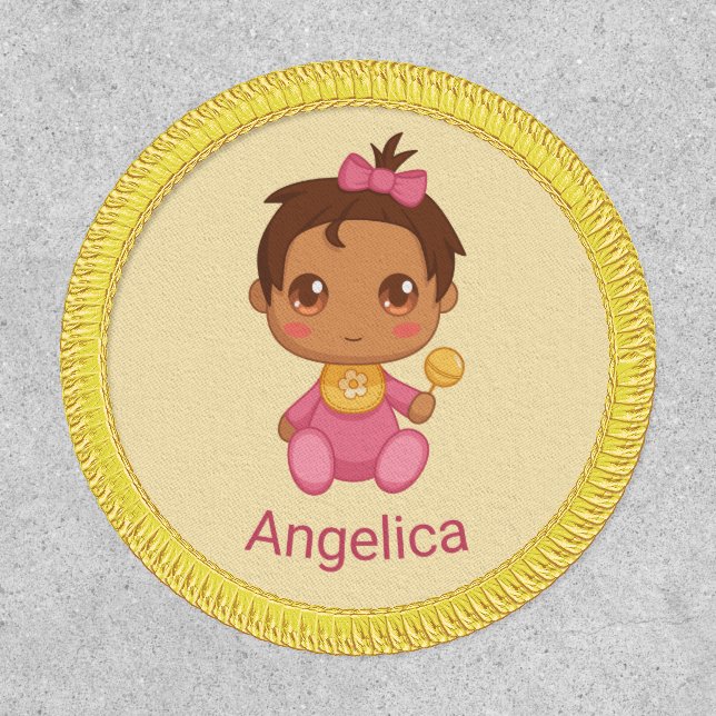 Baby Girl Pink Jumpsuit, Custom Name Patch (Front)