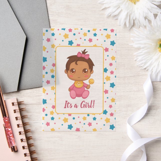 Baby Girl Pink Jumpsuit Dark Insert Vellum Invitations (Wedding)