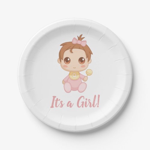 Baby Girl Pink Jumpsuit Paper Plates