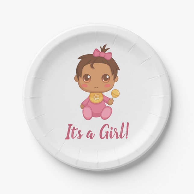 Baby Girl Pink Jumpsuit Paper Plates (Front)