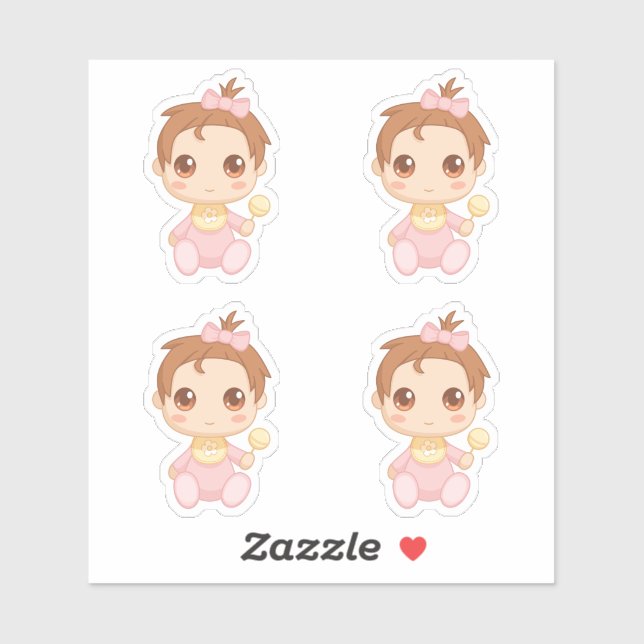 Baby Girl Pink Jumpsuit Set of 4 Sticker (Sheet)
