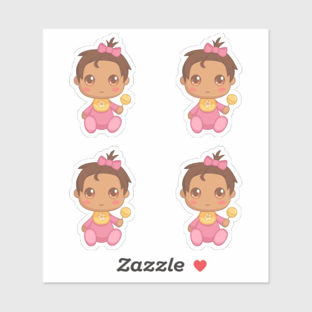 Baby Girl Pink Jumpsuit Set of 4 Sticker (Sheet)