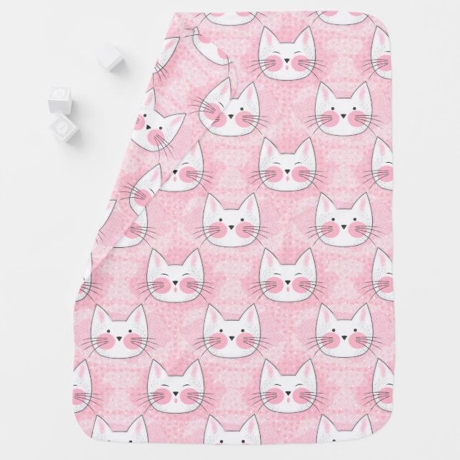 Baby Girl Pink Kittens Cute Cat Lover Pattern Blanket (In Situ)