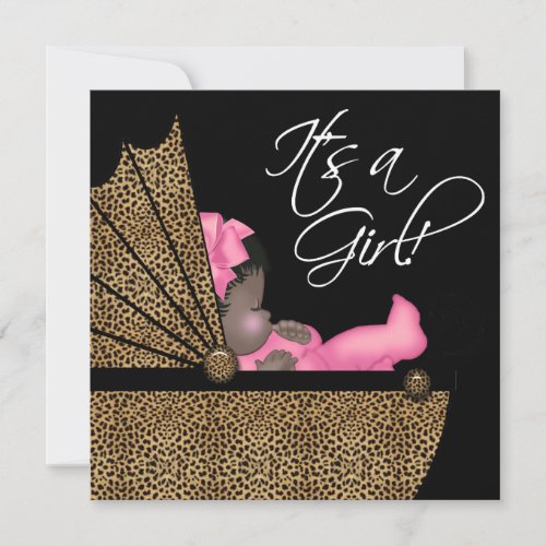 Baby Girl Pink Leopard Baby Shower Invitation