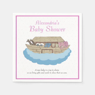 Baby Girl Pink Noah's Ark Baby Shower Invitation Napkins