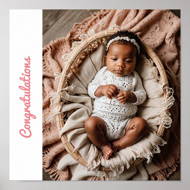 baby girl pink party photo congratulations custom poster (Front)