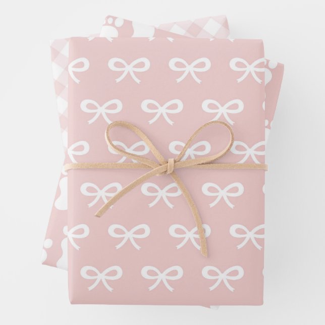 Baby Girl Pink Pattern Wrapping Paper Sheets (In situ)