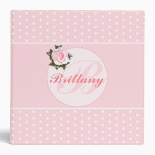 Baby Girl Pink Polka Dot Album Name Initial Binder