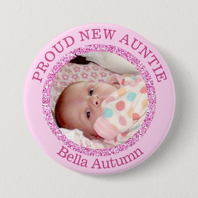 Baby Girl Pink  Proud Aunt  Button (Front)