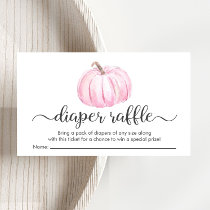 Baby Girl Pink Pumpkin Diaper Raffle Shower Enclosure Card