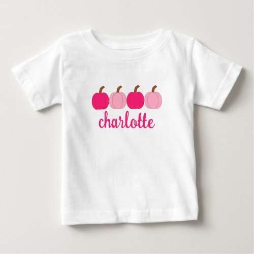 Baby Girl Pink Pumpkins Fall T_Shirt _ Customize 