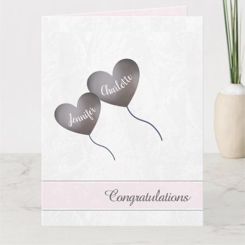 Baby girl pink  purple balloon twin christening card