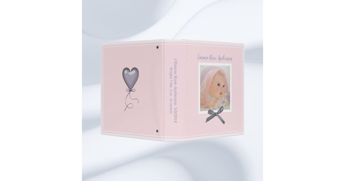 Pink Baby Girl's Custom Photo Scrapbook 3 Ring Binder