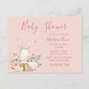 Baby Girl Pink Script Cute Elegant Baby Invitation Postcard