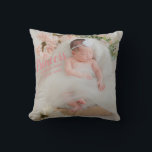 Baby Girl Pink Script Photo Birth Keepsake Throw Pillow<br><div class="desc">Such a sweet and elegant baby girl princess keepsake pillow. The pink “princess” is adorable.  Add name and birth date and you have decor for baby’s nursery and a keepsake to remember that special day.</div>