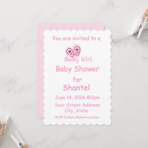 Baby Girl Pink Shoes Baby Shower Invitation