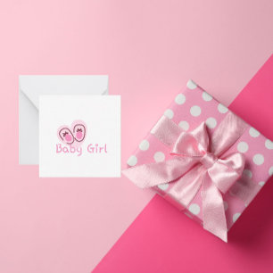 Baby Girl Pink Shoes Baby Shower Note Card