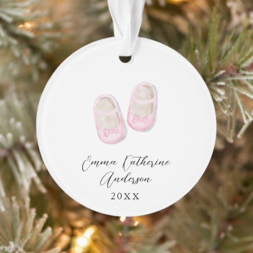 Baby Girl Pink Shoes Christmas Acrylic Ornament