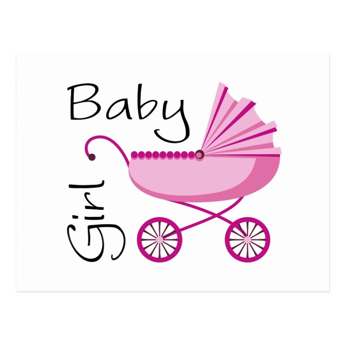 Baby girl pink stroller post card
