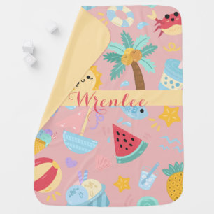 Baby Girl Pink Summer Fun  Blanket