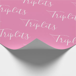 Baby Girl Pink Triplet Girls Script Wrapping Paper