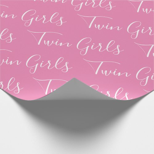 Baby Girl Pink Twin Girls Script Baby Wrapping Paper