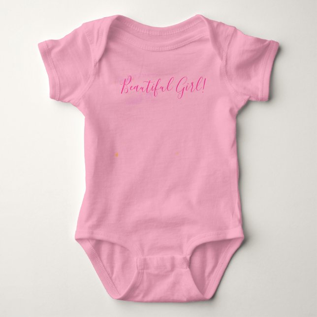 Baby Girl Pink Watercolor Baby Shower Bodysuit (Front)