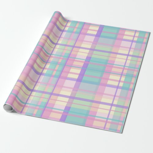 Baby girl plaid pink and purple wrapping paper