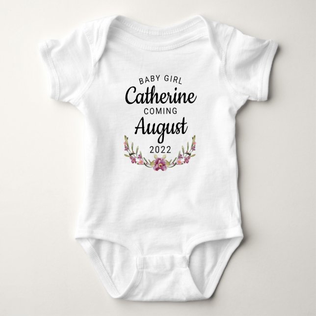 Baby Girl Pregnancy Announcement Gender Reveal Baby Bodysuit (Front)