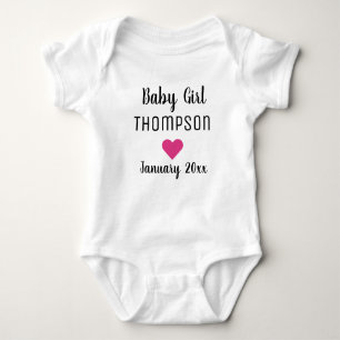 Baby Girl Pregnancy Announcement Pink Heart Baby Bodysuit