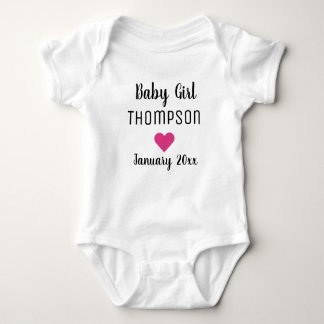 Baby Girl Pregnancy Announcement Pink Heart Baby Bodysuit