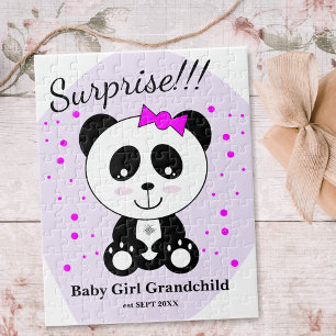 Baby Girl Pregnancy Announcement (Pink Panda) Jigsaw Puzzle