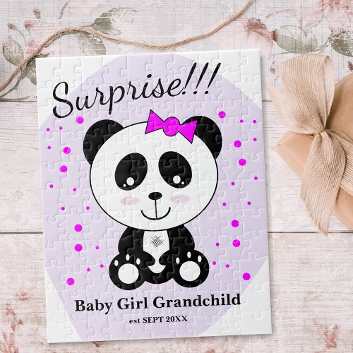 Baby Girl Pregnancy Announcement Pink Panda Jigsaw Puzzle