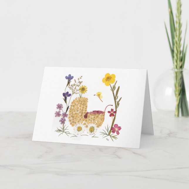 Baby Girl Pressed Flowers Design Card (Front)