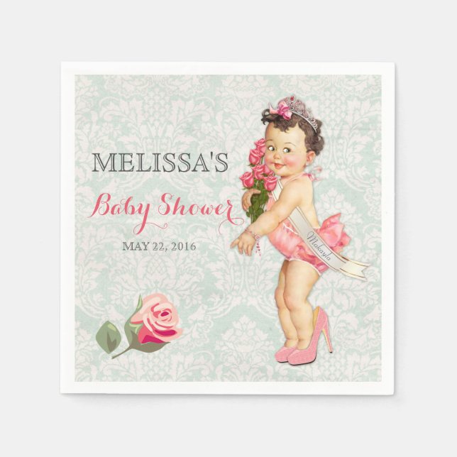 Baby Girl Princess Tiara Roses Crown Paper Napkins (Front)