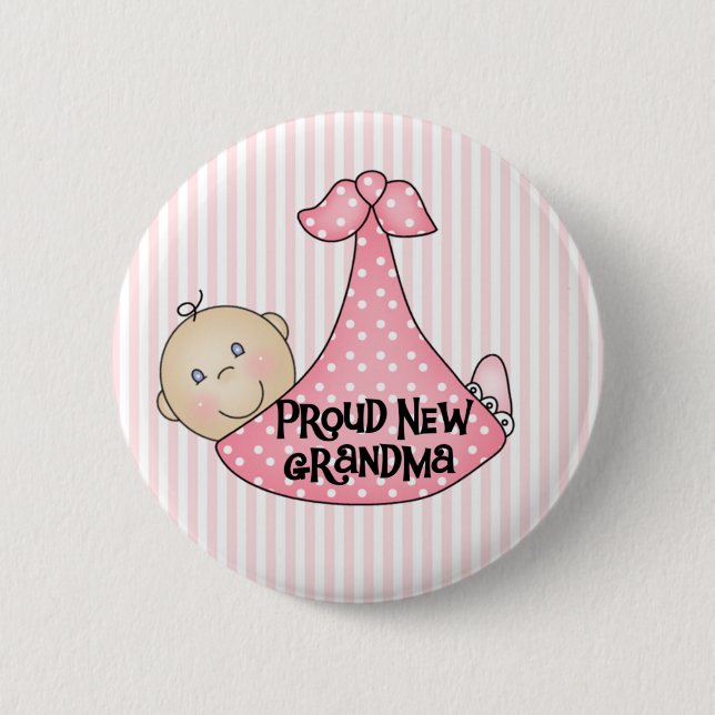 Baby Girl Proud Grandma Button (Front)