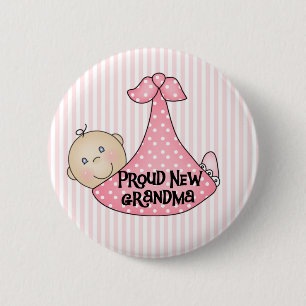 Baby Girl Proud Grandma Button